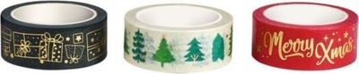 Shirit dekorativ Moses Christmas, letër 15mm 5m, set 3 copë, i kuq i zi dhe ari