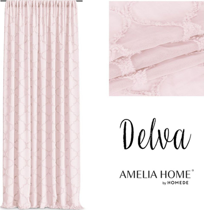 Perde dritë AmeliaHome Delva Pleat, 270x140 cm, poliester, rozë