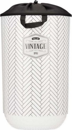 Shportë rrobash për rroba të pista Vintage, 40L, 34 x 52.5 x 34 cm, e bardhë