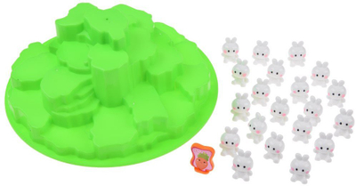 Lojë ekuilibri Balanced Rabbit, bazë plastike lëkundëse, lepurushë figurina, jeshile