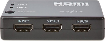 Ndërprës HDMI Nedis 5x1, 5 hyrje 1 dalje, Full HD 1080p, i zi