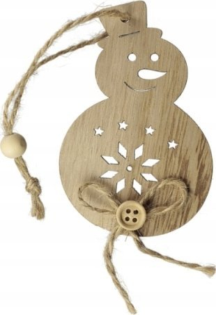 Varëse druri për zbukurim Titanum Snowman, 57x88mm, set me 2 copë, ngjyrë natyrale