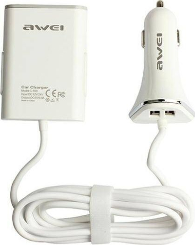 Karikues veture Awei C-400, 4x USB A, 2A, i bardhë