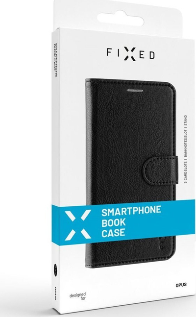 Këllëf telefoni FIXED Opus për iPhone 14 Plus, tip libër, me stand, i zi