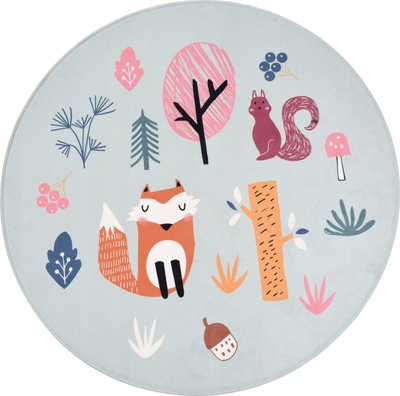 Tapet për kalamajt FOREST FRIENDS, Ø100 cm, rrumbullak, blu