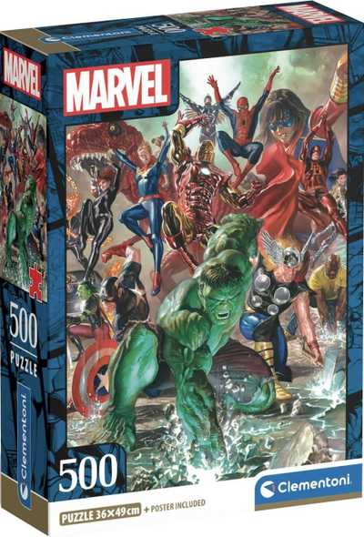 Puzzle Clementoni Marvel, 500 pjesë, 49 x 36 cm, shumëngjyrëshe