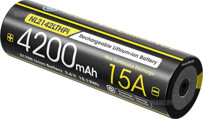 Bateri rikarikueshme Nitecore NL2142LTHPi, Li-Ion 21700, 4200mAh 3.6V 15A, e zezë