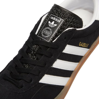 Atlete Adidas Originals Gazelle Indoor, lëkurë zamsh, shollë gome e tejdukshme, të zeza