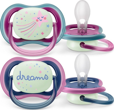 Qetësuese Philips Avent Ultra Air Night 6–18m, set 2 copë, për vajza, shumëngjyrëshe