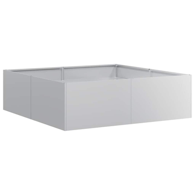 Vazo kopshti e ngritur VidaXL, çelik i galvanizum, 100x100x30 cm, argjend