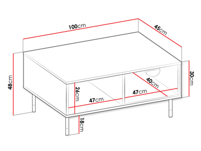 Tavolinë për kafe Tevois 1K (100 x 48 x 45)