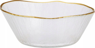 Enë qelqi Bowl Glass Gold, 15 cm, 500 ml, transparente me buzë ari