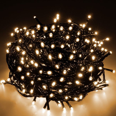 Drita pemë Krishtlindjeje Springos 300 LED, të bardha të ngrohta, kabllo e gjelbër