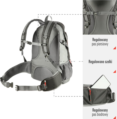 Shpinore Nils Camp Arsaken CBT7101 35L, najlon rezistent ndaj ujit, sistem ventilimi, gri e zezë