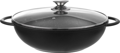 Tigan wok Pfluon Granite, i përshtatshëm për të gjitha sobat, i sigurt për enëlarëse, gri