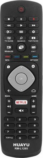 Telekomandë universale Lamex LXP1285 RM L1285, për TV Philips, me buton Netflix, e zezë