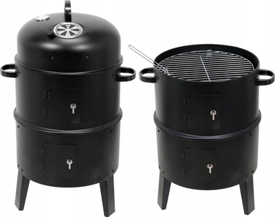 Tymosës grill me qymyr Lund, 37cm, termometër, i zi