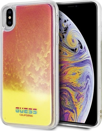 Futrollë Guess Glow in the Dark TPU për iPhone Xs Max, rozë sand me të verdhë