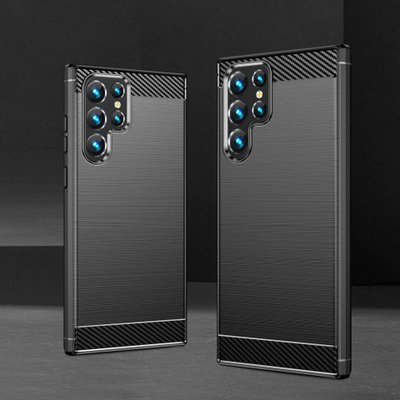 Kapak telefoni Carbon për Samsung Galaxy S23 Ultra, i fortë kundër goditjeve, i zi