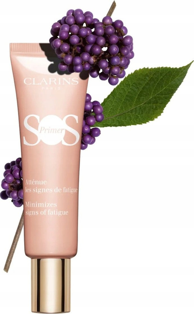 Primer fytyre Clarins SOS Primer Pink, hidratim 24 orë, efekt që e ndriçon, rozë
