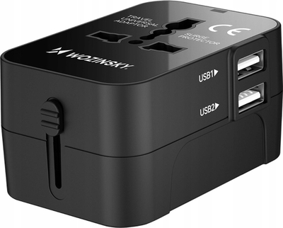 Adaptor udhëtimi Wozinsky WUTWC, universal 24W, 2x USB, i zi
