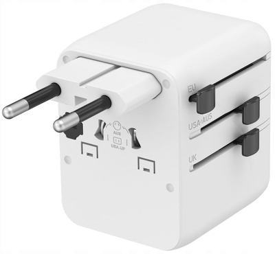 Përshtatës universal udhëtimi Gembird, 20W, 2x USB, USB C, i bardhë