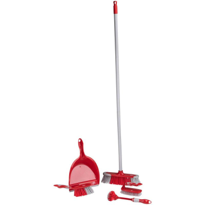 Set pastrimi Dirt Devil, 6 pjesë, bisht çeliku 115 cm, i kuq