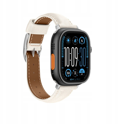 Rrip ore AmazingThing Class Band për Apple Watch, 45 46 49mm, lëkurë natyrale, bezhë e çelët