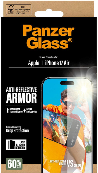 Mbrojtëse ekrani PanzerGlass Anti-Reflective Armor për iPhone Air, anti-reflektuese, transparente