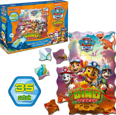 Puzzle magnetik Maksik Magnets Paw Patrol Dino Rescue ML4034, 35 copa, për fëmijë