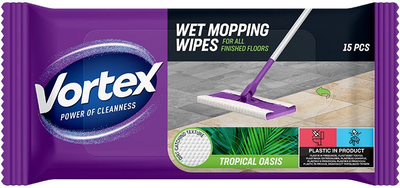 Shkarkesa të lagështa për fshesë Vortex Wet Wipes for Mop, aromë Tropical Oasis, 15 copë