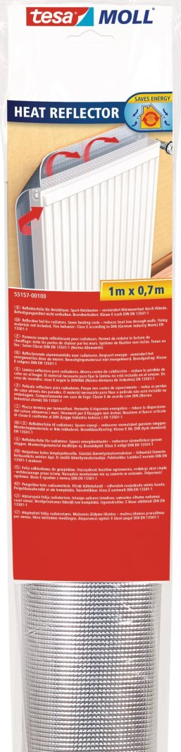 Folie reflektuese për radiator Tesa 55157, 100 x 70 cm, argjendi