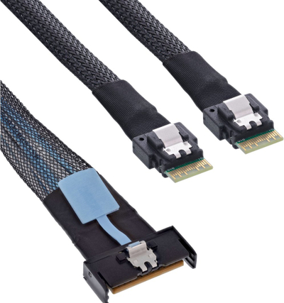Kabllo InLine MCIO x8 në 2x 4i SFF-8654, 1m, e zezë