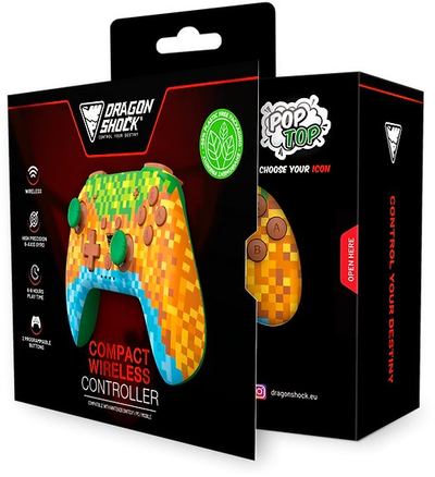 Kontrollor lojërash DragonShock PopTop Cube, Bluetooth wireless, për Nintendo Switch PC Android, i zi