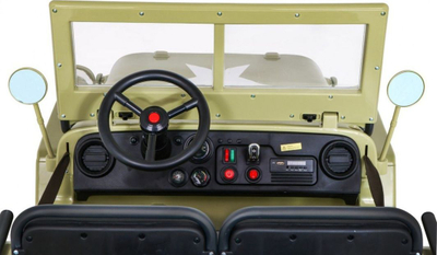 Makina elektrike për kalamaj Baby Active Retro Military Vehicle 4x4, me drita që punojnë, ngjyrë rëre