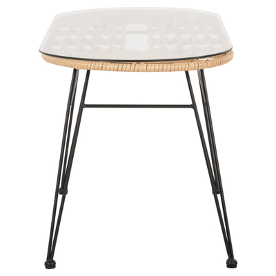 Tavolinë për kafe ovale për ambient të jashtëm Allegra 100×45×51,5 cm (HM5695.11), bezhë/ zezë