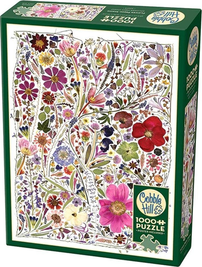 Puzzle Cobble Hill Flower Press Spring, 1000 copa, me lule shumëngjyrëshe
