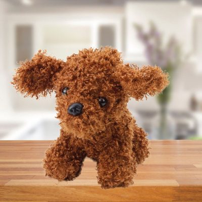 Lodër pelushi qen Miniature Poodle, 20 cm, ngjyrë kafe