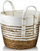 Shportë dekorative BALI Basket L, 28x23cm, seagrass, ngjyrë natyrale me të bardhë