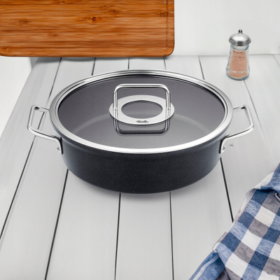 Tigan alumini Fissler Adamant, 28 cm, me shtresë jo ngjitëse, gri e errët