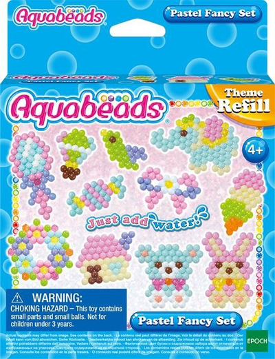 Set rruaza krijuese Aquabeads Pastel Fancy, refill, për kalamaj 4+