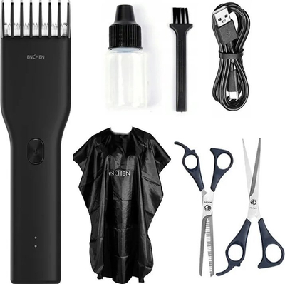 Makineri prerëse flokësh Enchen Boost B Set, pa kabllo, karikim me USB, e zezë