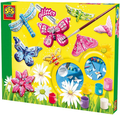 Set kreativ SES Plaster Casts Butterflies with Glitter, kallëpe allçie, me shkëlqim