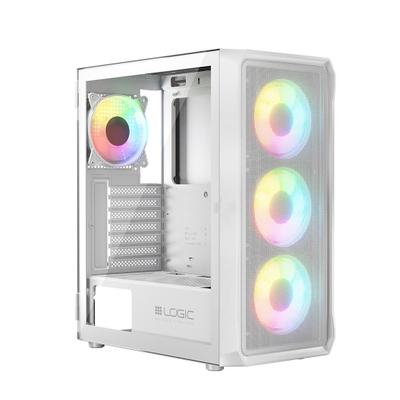 Kutia kompjuterike Logic Concept Portos ARGB, MIDI Tower, xham i temperuar, e bardhë