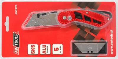 Thikë palosëse trapezoidale AWTools AW29015, e kuqe/zezë