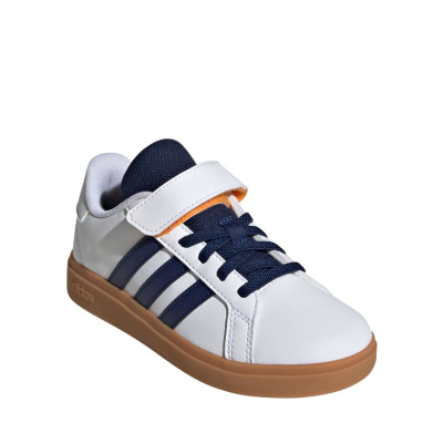 Atlete për kalamaj Adidas Grand Court 2.0 Kids JI0973, lëkurë sintetike, taban gome, të bardha me blu