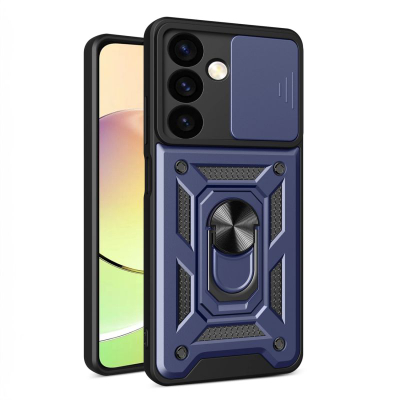 Mbulesë telefoni Hybrid Armor Camshield për Samsung Galaxy S24+, kapak kamere, me unazë magnetike, blu