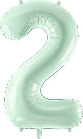 Balon dekorativ numër 2, 86cm, metalik, jeshil