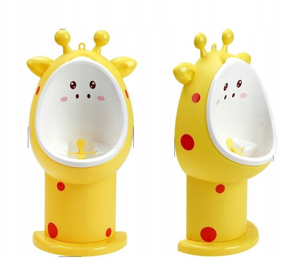 Urinal për fëmijë Giraffe, montim në mur dhe dysheme, i verdhë