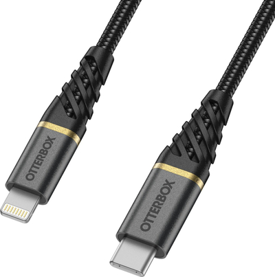 Kabllo karikimi OtterBox Premium USB C në Lightning, 1m, e zezë